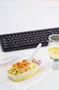 Healthy eating for lunch to work. Food in the office Royalty Free Stock Photo