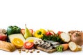 Healthy eating. Mediterranean diet. Fruit and vegetables isolated