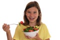 Healthy eating smiling girl with fresh salad Royalty Free Stock Photo