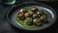 Healthy eating steamed escargot with garlic sauce generated by AI