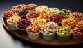 Healthy eating a variety of fresh, organic, vegetarian snacks generated by AI Royalty Free Stock Photo