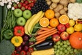 Healthy eating vegetarian fruits and vegetables background