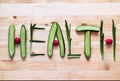 Healthy eating. Word Health made of vegetables