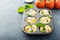 Healthy egg muffins, mini frittatas with tomatoes Royalty Free Stock Photo