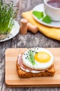 Healthy egg sandwich with garlic chives Royalty Free Stock Photo