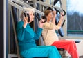 Healthy Elderly Ladies in Chest Press Exercise