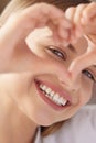 Healthy Eyes And Vision. Woman Holding Heart Shaped Hands Near Eyes Royalty Free Stock Photo