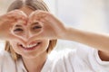 Healthy Eyes And Vision. Woman Holding Heart Shaped Hands Near Eyes Royalty Free Stock Photo