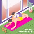 Healthy Family Fitness Isometric Background