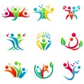 Healthy family icons set design