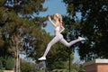 Fitness model working out at the park