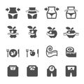 Healthy fitness diet and slim icon set, vector eps10