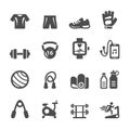 Healthy fitness equipment icon set, vector eps10 Royalty Free Stock Photo