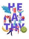 Healthy Fitness Food Typography Banner Design. Organic Meal for Diet Nutrition Health Concept. Vegetable and Fruit Menu Royalty Free Stock Photo