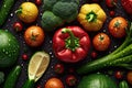 Healthy food background. Autumn vegetables and crop top view. Royalty Free Stock Photo