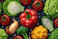 Healthy food background. Autumn vegetables and crop top view. Royalty Free Stock Photo