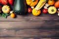 Healthy food background. Autumn vegetables and crop top view Royalty Free Stock Photo