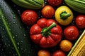 Healthy food background. Autumn vegetables and crop top view. Royalty Free Stock Photo