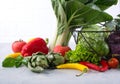 Healthy food background. Concept of Healthy Food, Fresh Vegetables on a concrete background Royalty Free Stock Photo