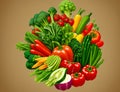 Healthy food background with fresh organic vegetables. 3d illustration. Royalty Free Stock Photo