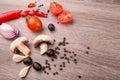 Healthy food background / studio photo of different fruits and vegetables on wooden table. Royalty Free Stock Photo