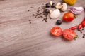 Healthy food background / studio photo of different fruits and vegetables on wooden table. Royalty Free Stock Photo