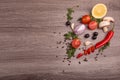 Healthy food background / studio photo of different fruits and vegetables on wooden table. Royalty Free Stock Photo