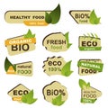 Organic food badges set. Natural eco fresh food Royalty Free Stock Photo