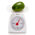 Healthy food on balance scale Royalty Free Stock Photo