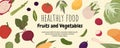 Healthy food banner in flat style Royalty Free Stock Photo