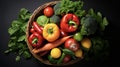 Healthy food in basket Studio photography of differe