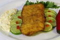 Healthy food, breaded and grilled fish file, selective focus Royalty Free Stock Photo