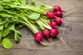 Fresh radish on a rustic table