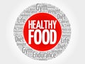 Healthy Food circle stamp word cloud Royalty Free Stock Photo