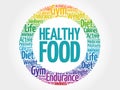 Healthy Food circle stamp word cloud Royalty Free Stock Photo