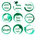 Healthy Food collection of round watercolor. Royalty Free Stock Photo