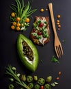 Healthy food concept on black background