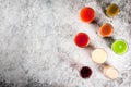 Different juices and smoothies Royalty Free Stock Photo