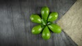 Healthy food concept. Fresh organic avocado. Avocado on dark wooden table, top view, copy space. Natural Royalty Free Stock Photo