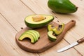 Healthy food concept. Fresh organic avocado on table Royalty Free Stock Photo