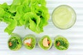 Healthy food concept, Fresh vegetables spring rolls. Royalty Free Stock Photo