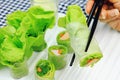 Healthy food concept, Fresh vegetables spring rolls. Royalty Free Stock Photo
