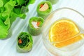 Healthy food concept, Fresh vegetables spring rolls, Healthy asian wraps. Royalty Free Stock Photo