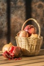 Basket with pomegranates