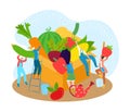 Healthy food concept, vector illustration. Organic vegetable fruit for flat vegetarian people diet lifestyle. Nutrition