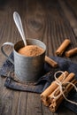 Healthy food condiment with medicinal properties, true Ceylon Cinnamon sticks and powder in a jar Royalty Free Stock Photo