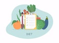 Healthy food and Diet planning, diet, food. Healthy food and dieting concept. Plan your meal infographic with dish and cutlery.