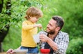 Healthy food and dieting. Childrens day. family dinner time. summer picnic. Morning breakfast. happy fathers day. Little Royalty Free Stock Photo
