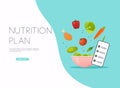 Healthy food and dieting concept. Plan your meal infographic with dish and cutlery. Flat design style modern vector illustration Royalty Free Stock Photo