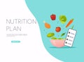 Healthy food and dieting concept. Plan your meal infographic with dish and cutlery. Flat design style modern vector illustration